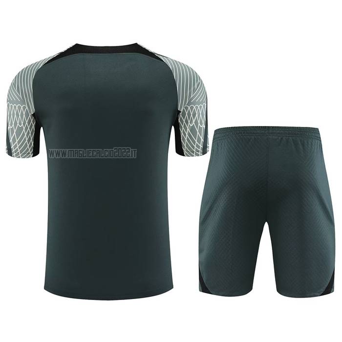 Tuta da Track del FC Barcellona Manga Corta 2023-2024 Verde - Pantalon Corto